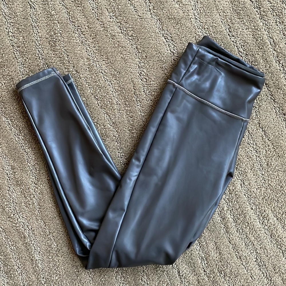 Athleta all over gleam faux leather grey leggings